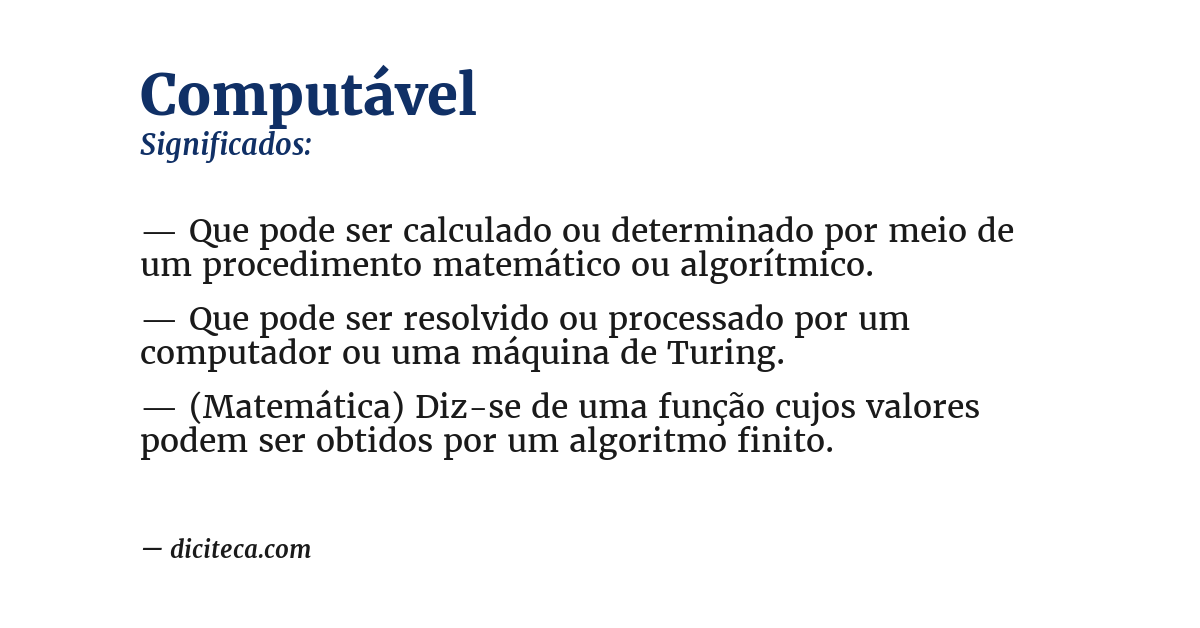 Significado de computável