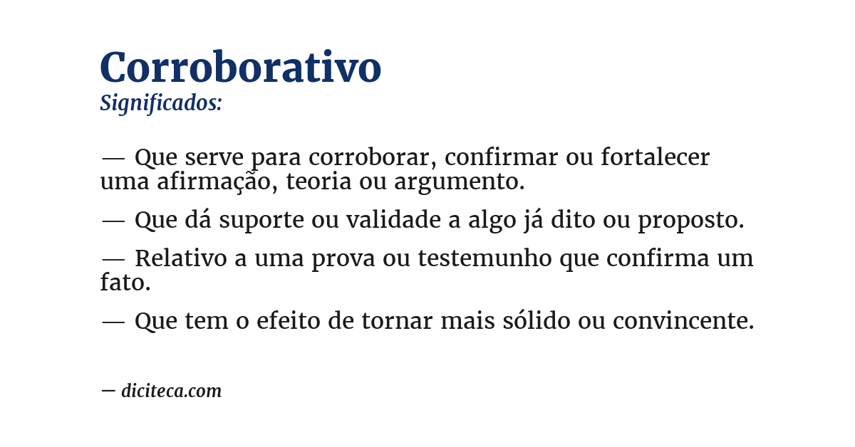 Significado de corroborativo