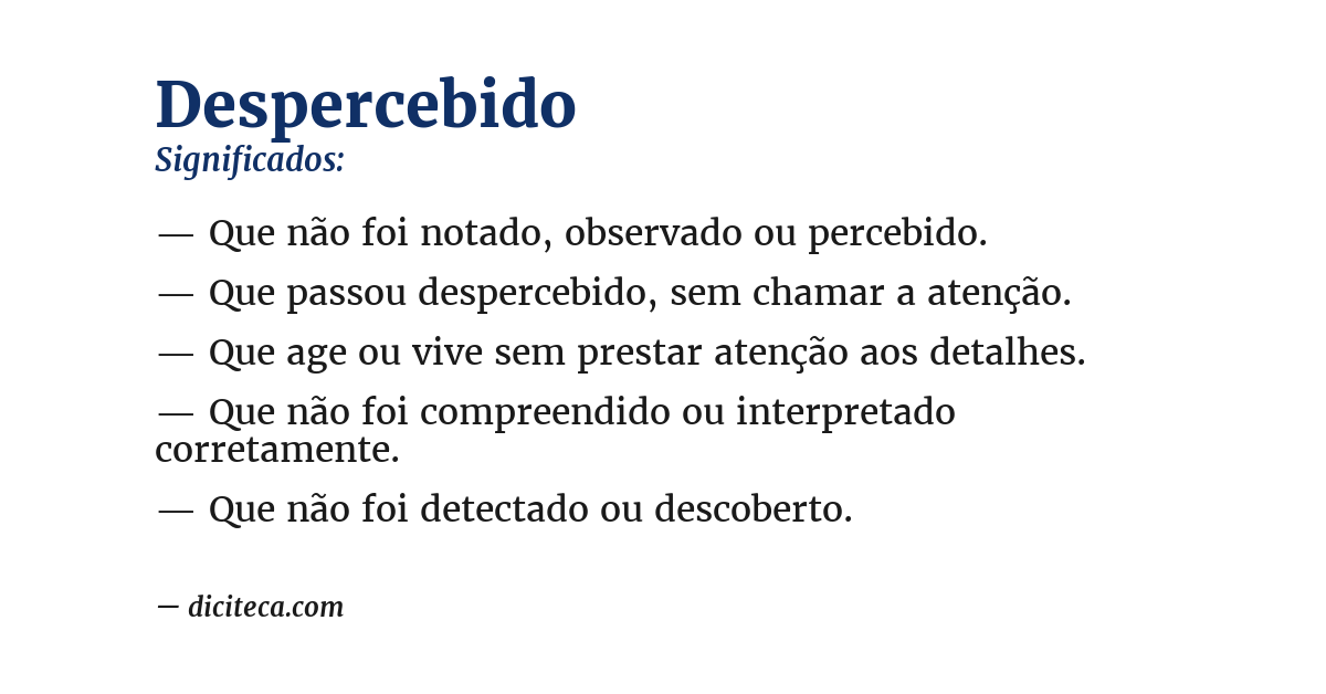 Significado de despercebido
