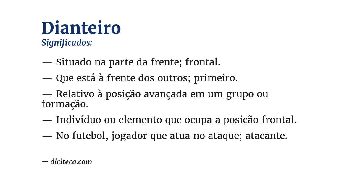 Significado de dianteiro