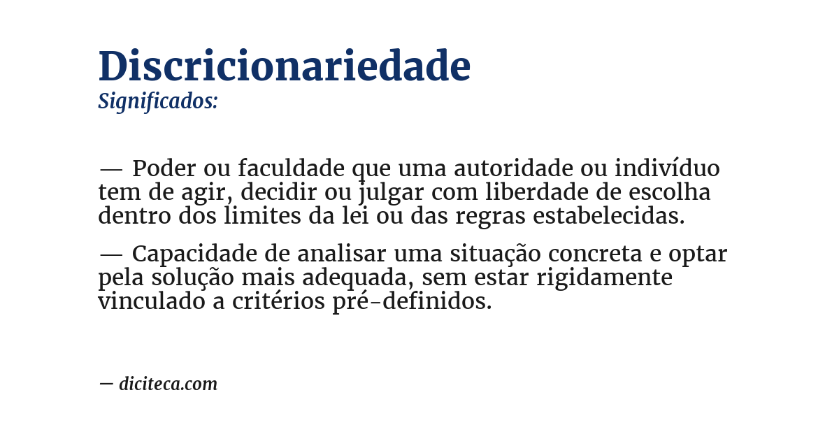 Significado de discricionariedade