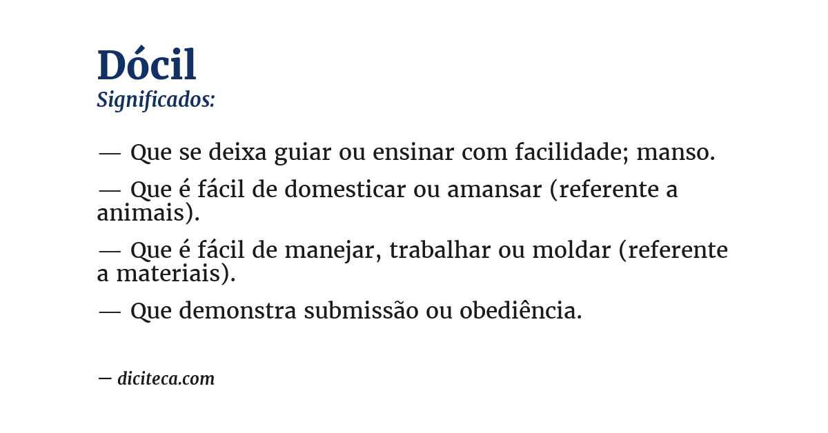 Significado de dócil