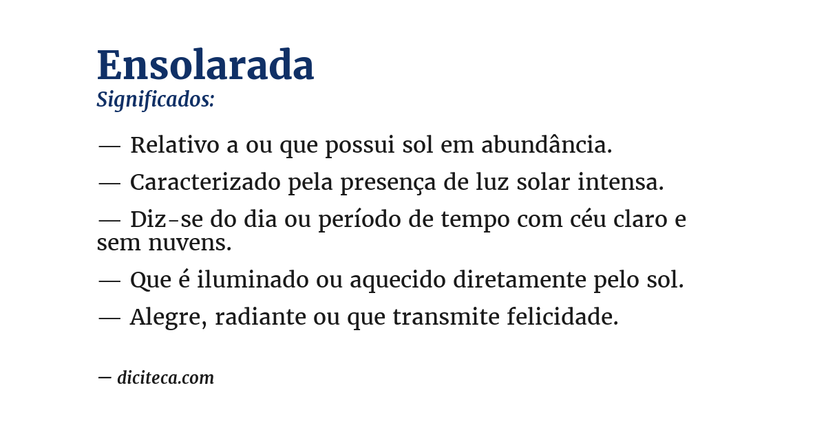 Significado de ensolarada