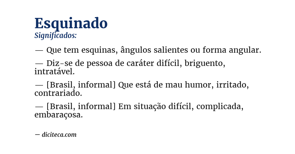 Significado de esquinado