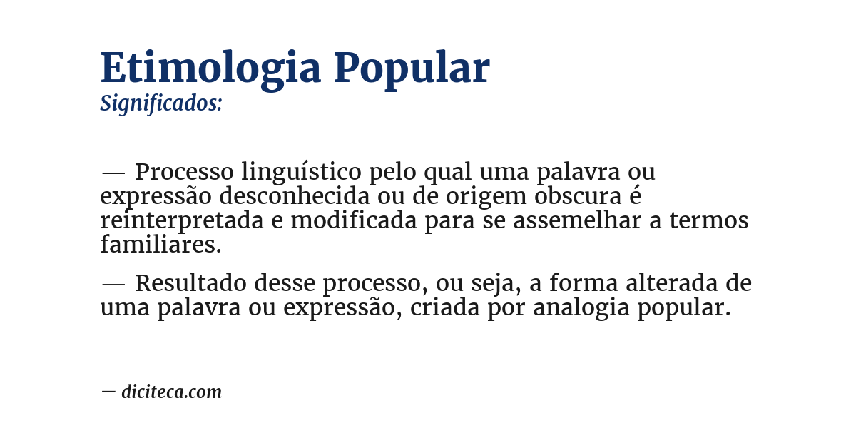 Significado de etimologia popular