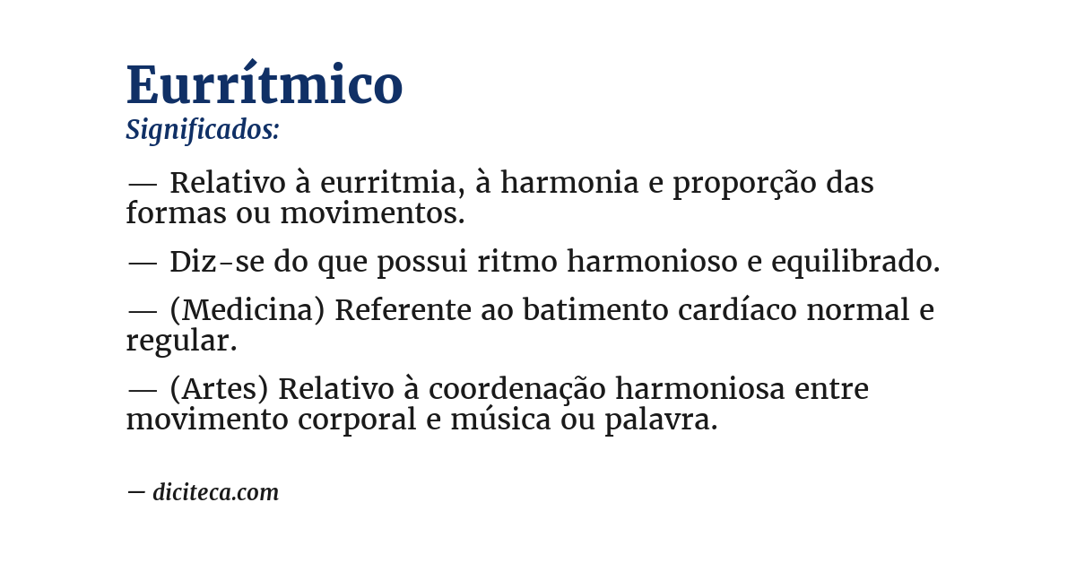 Significado de eurrítmico