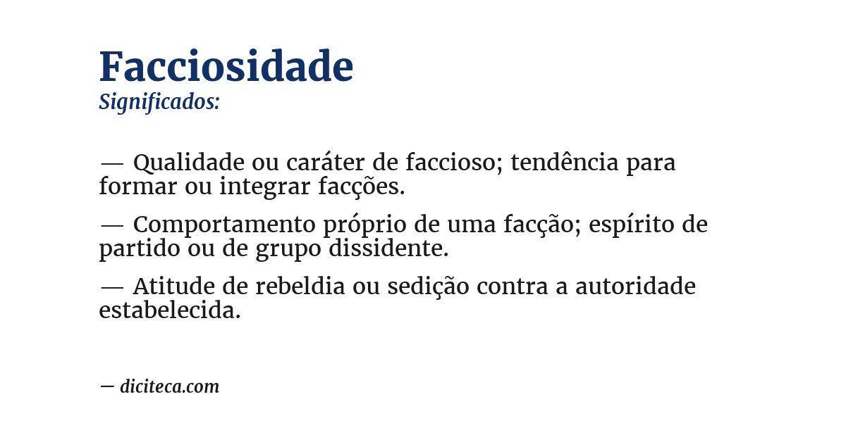 Significado de facciosidade