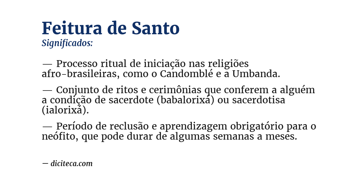 Significado de feitura de santo