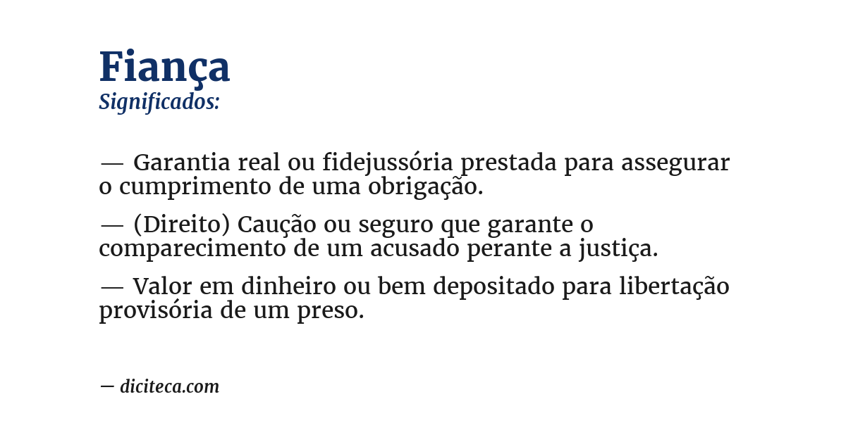 Significado de fiança