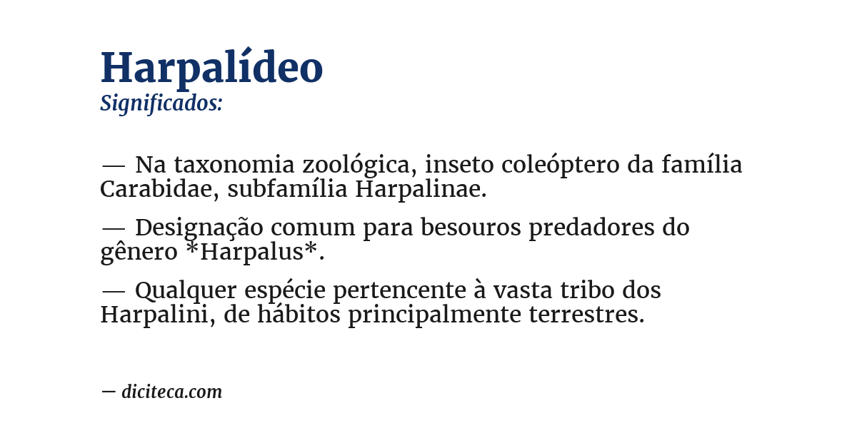 Significado de harpalídeo