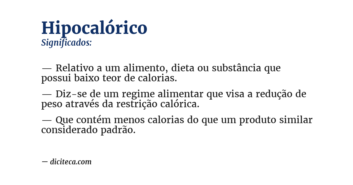 Significado de hipocalórico