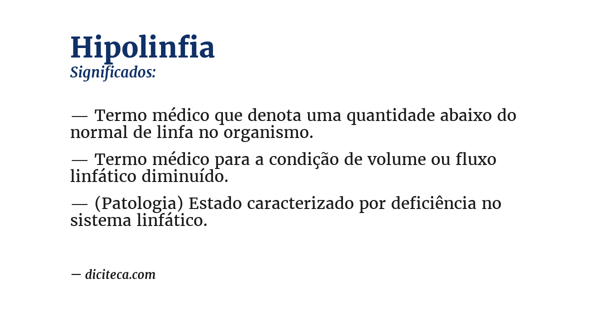 Significado de hipolinfia