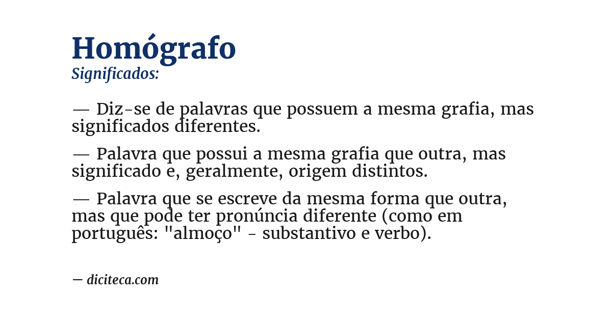 Significado de homógrafo