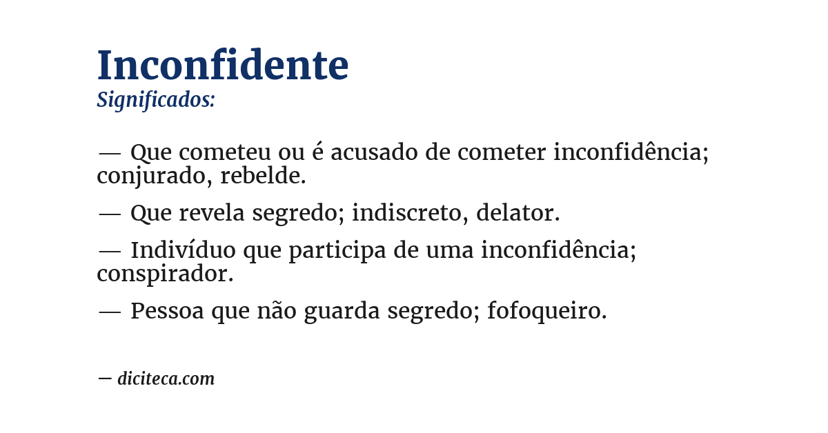 Significado de inconfidente