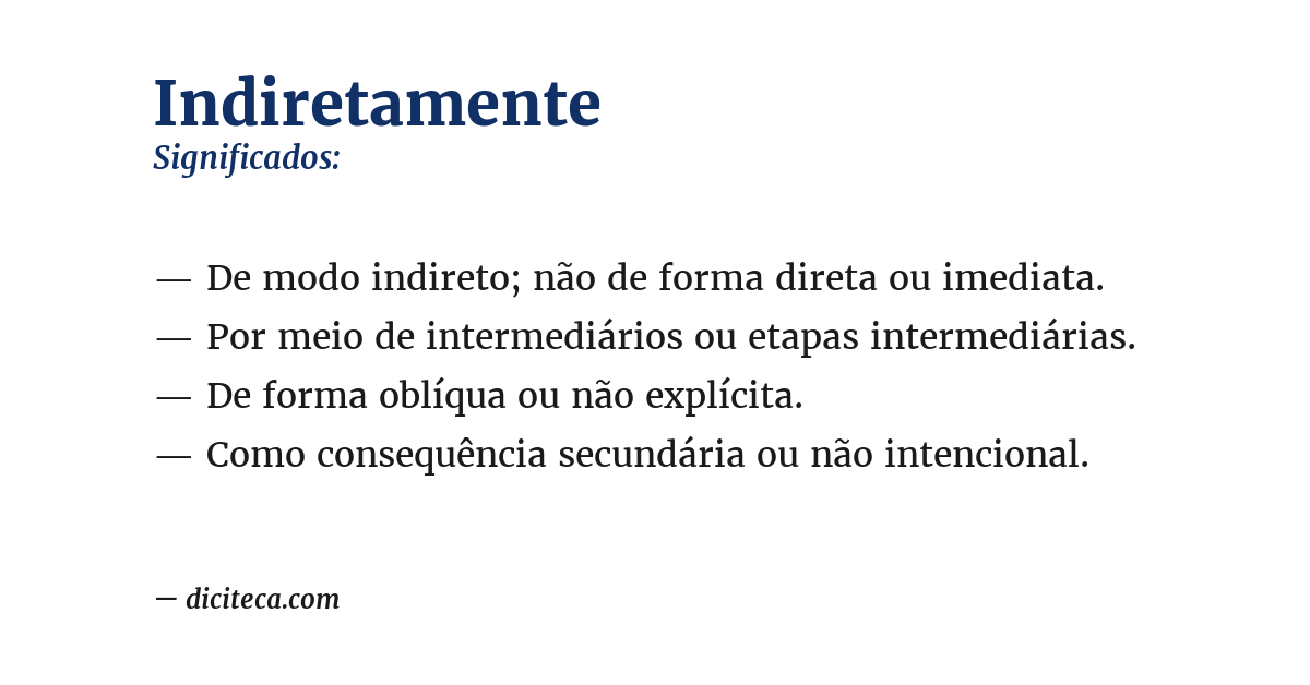 Significado de indiretamente