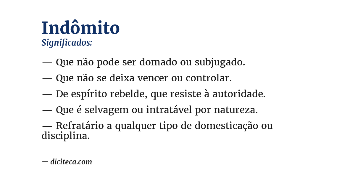 Significado de indômito