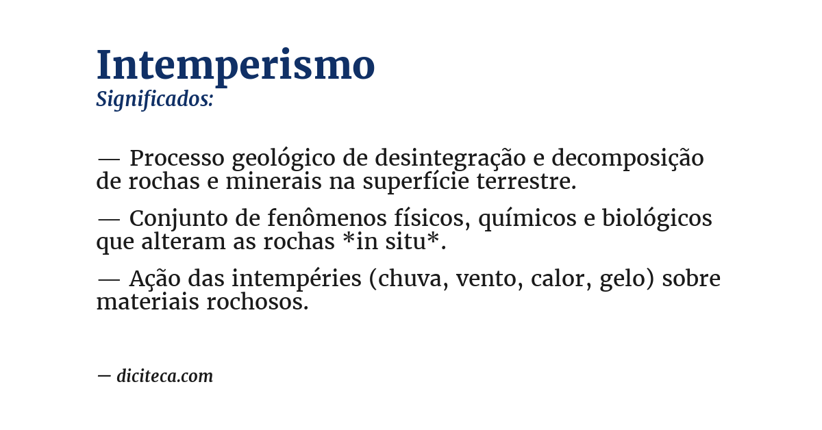 Significado de intemperismo