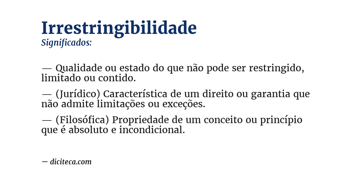Significado de irrestringibilidade