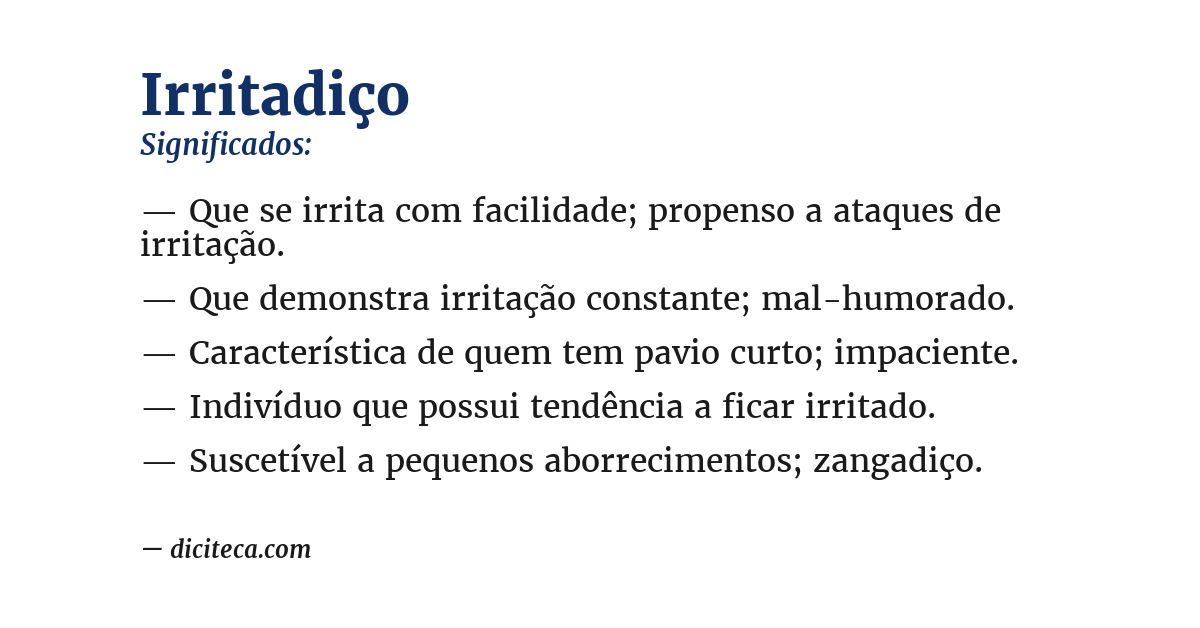 Significado de irritadiço