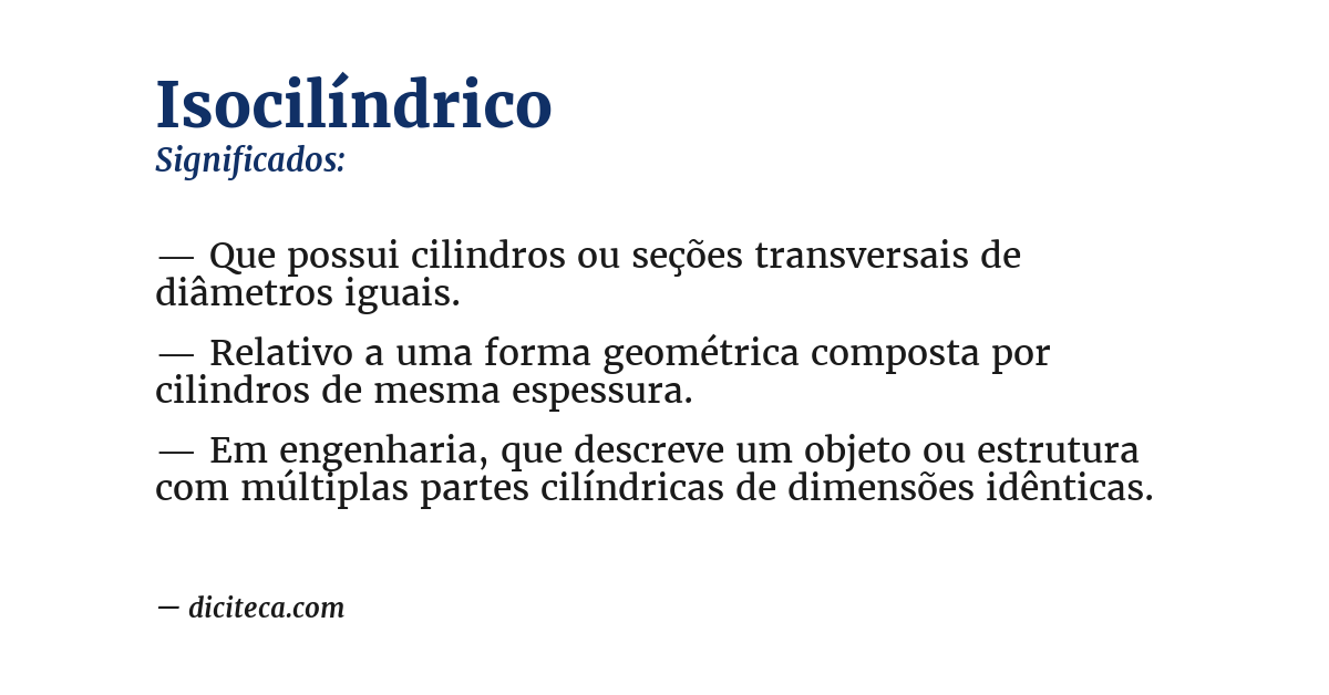 Significado de isocilíndrico