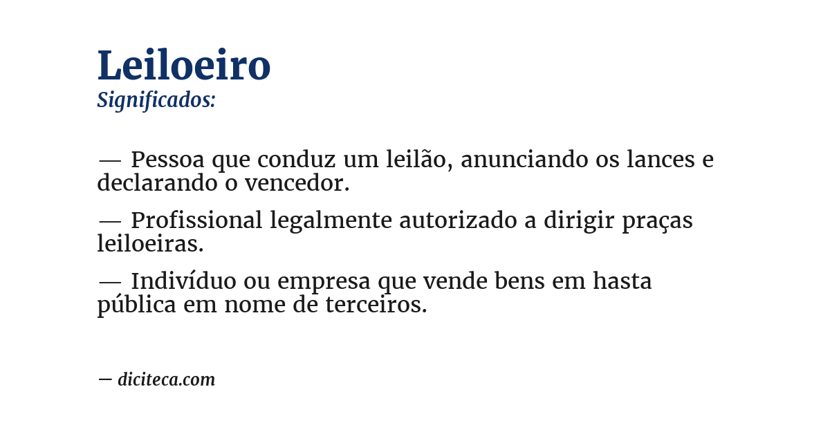 Significado de leiloeiro
