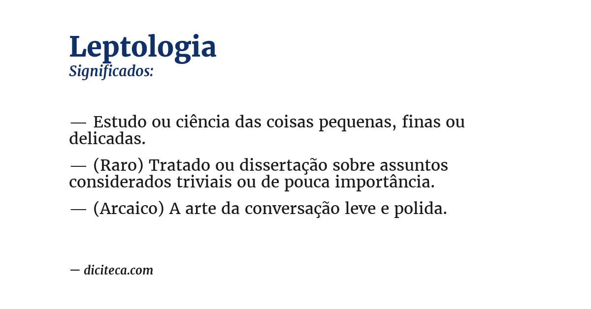 Significado de leptologia