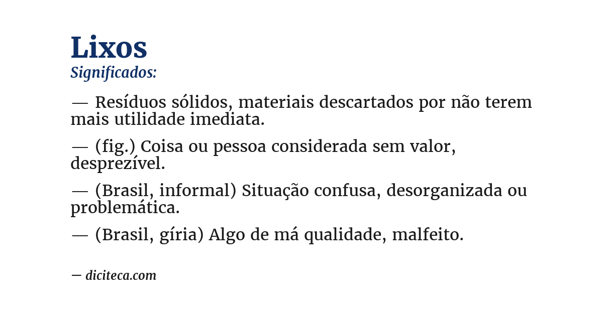 Significado de lixos