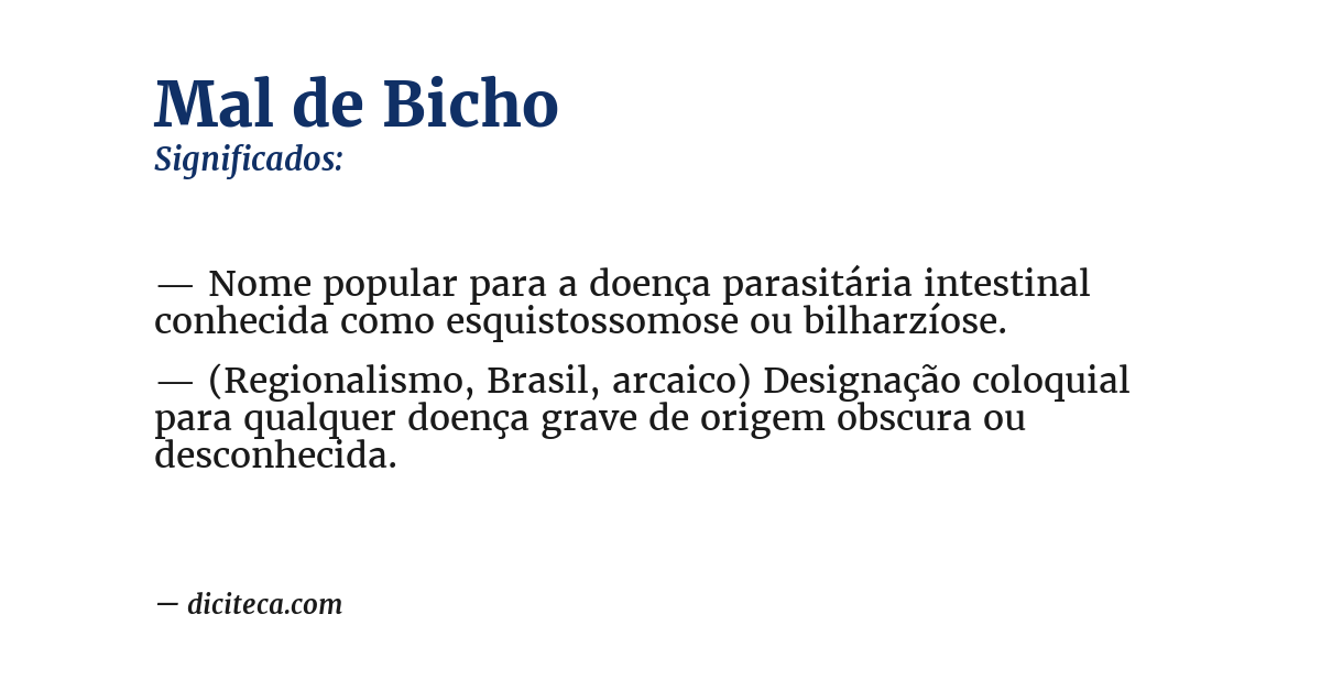 Significado de mal de bicho
