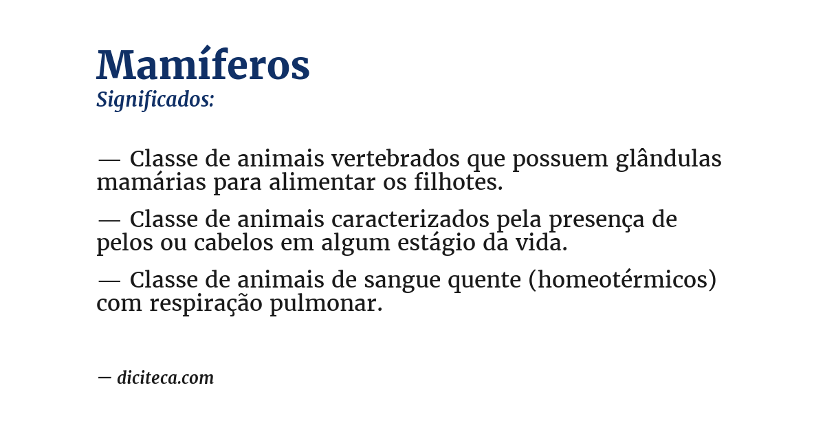 Significado de mamíferos