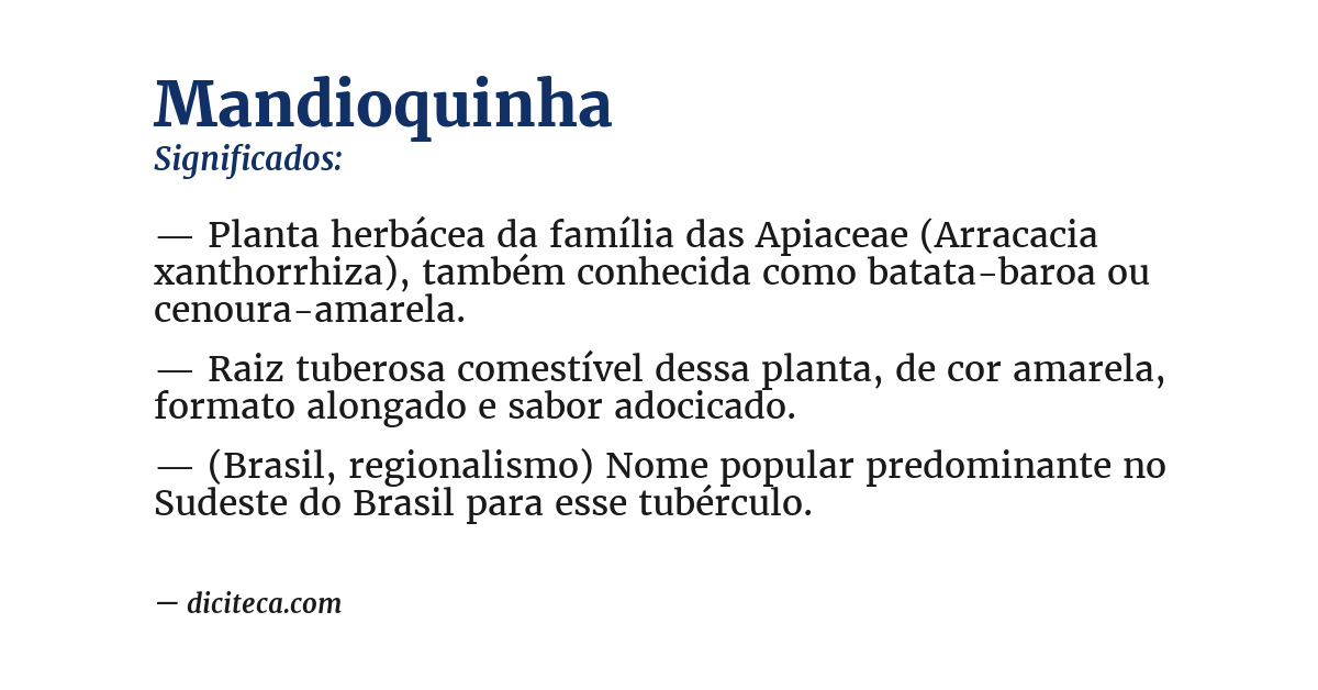 Significado de mandioquinha
