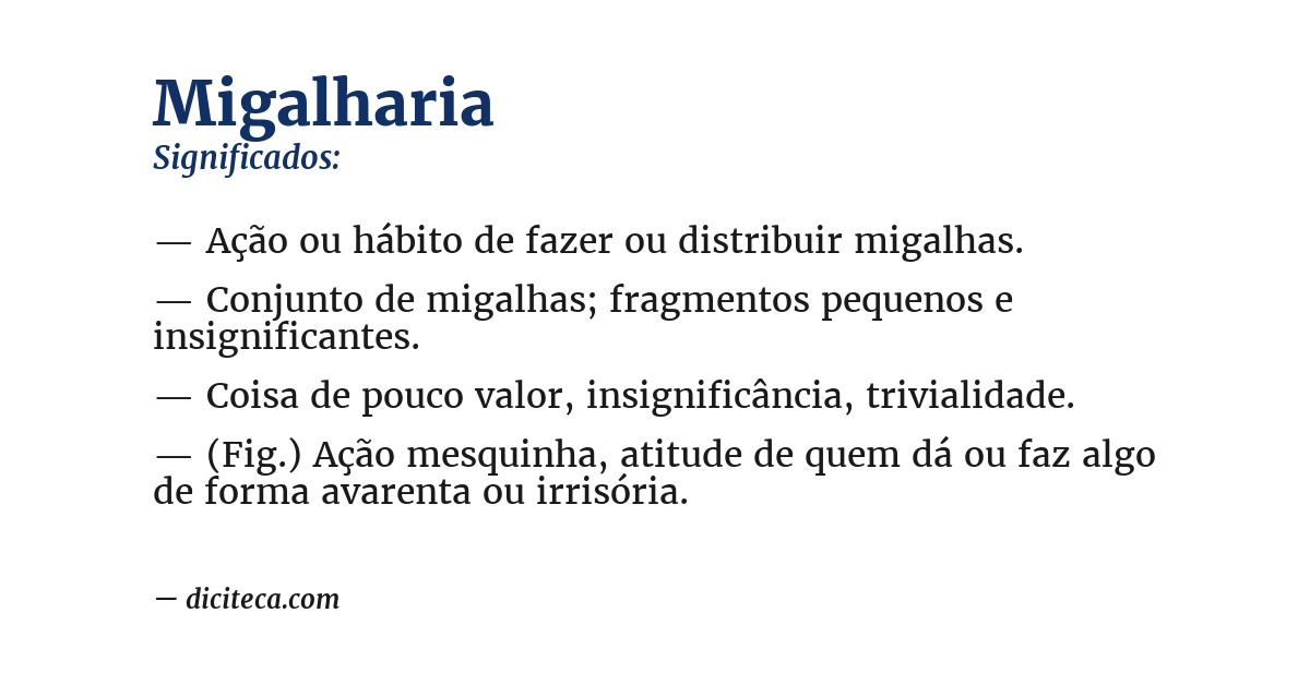 Significado de migalharia