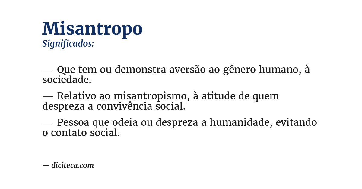 Significado de misantropo