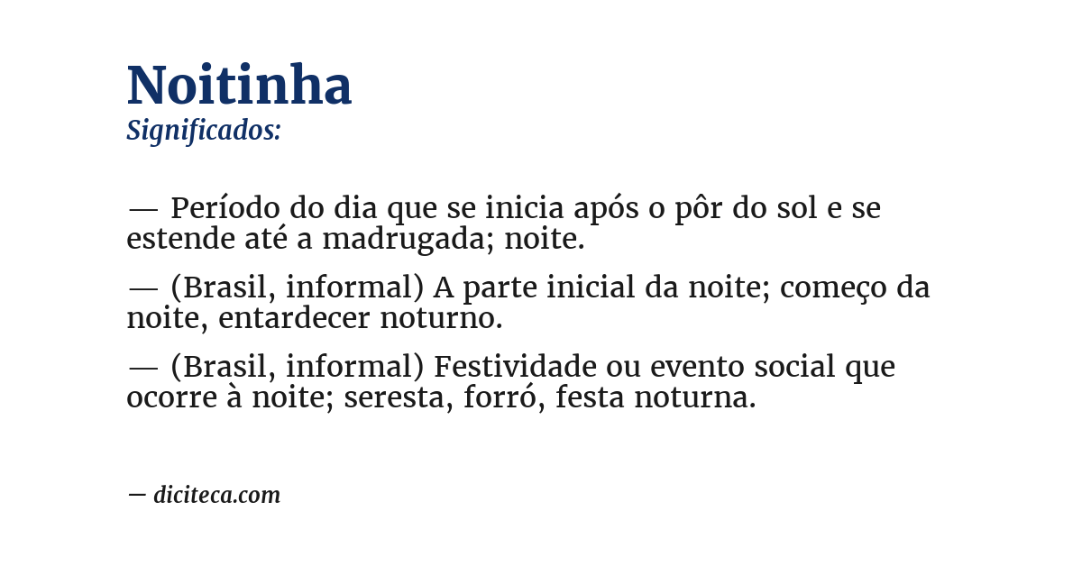 Significado de noitinha