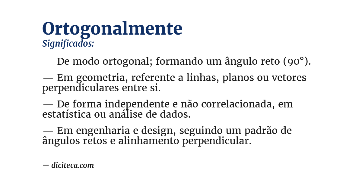 Significado de ortogonalmente