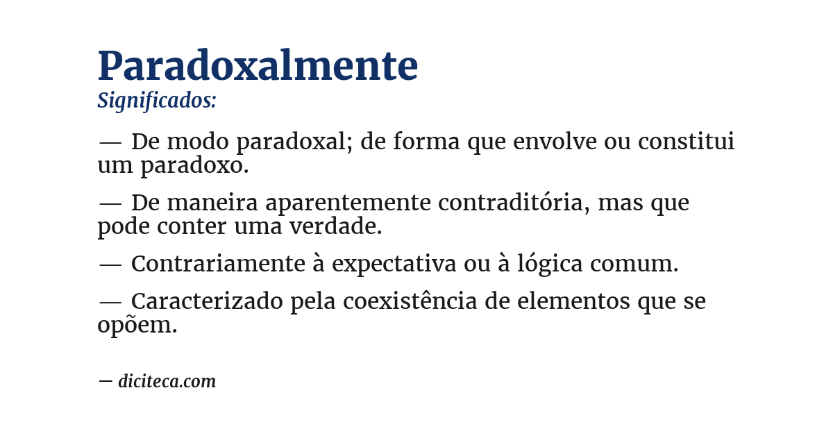 Significado de paradoxalmente