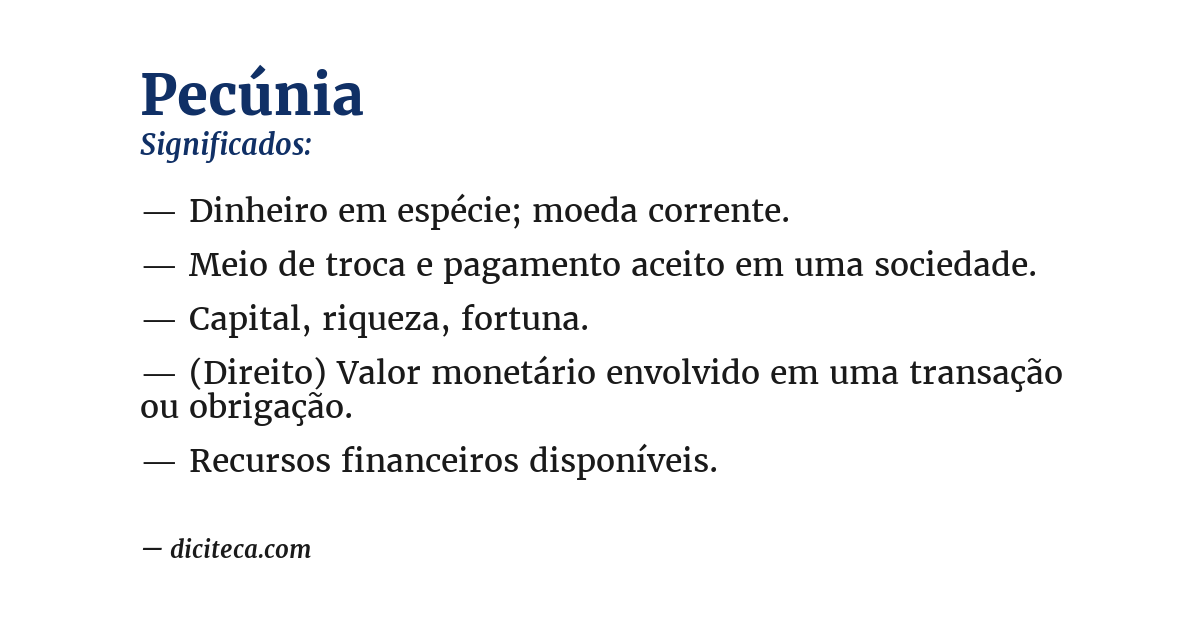 Significado de pecúnia