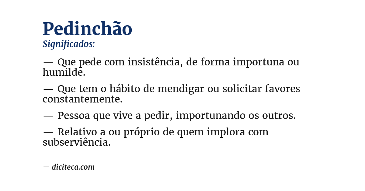 Significado de pedinchão