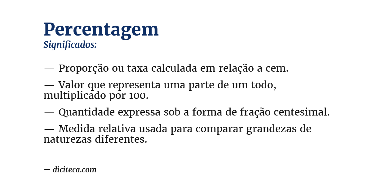 Significado de percentagem