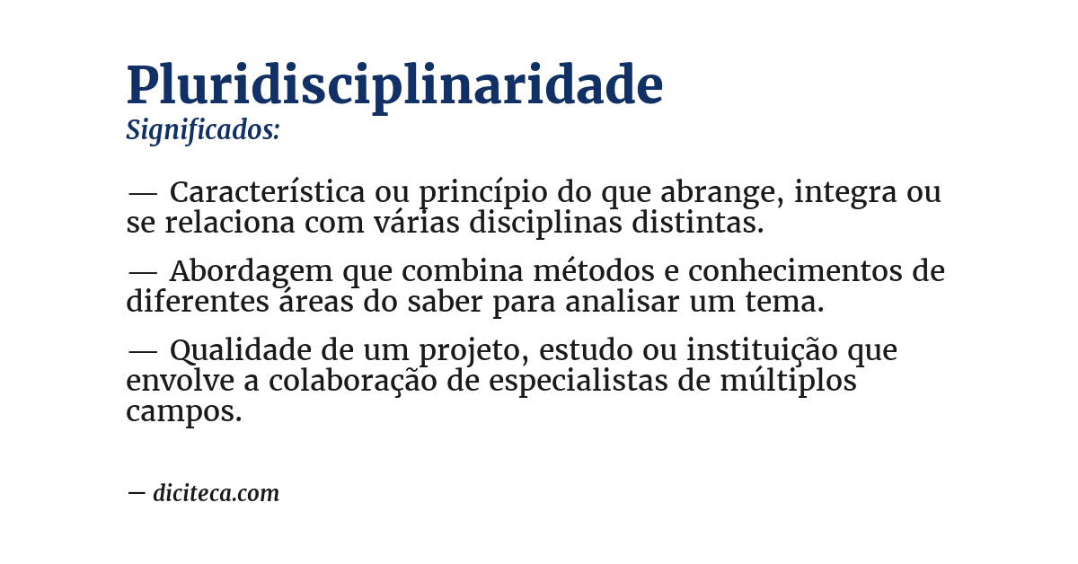 Significado de pluridisciplinaridade