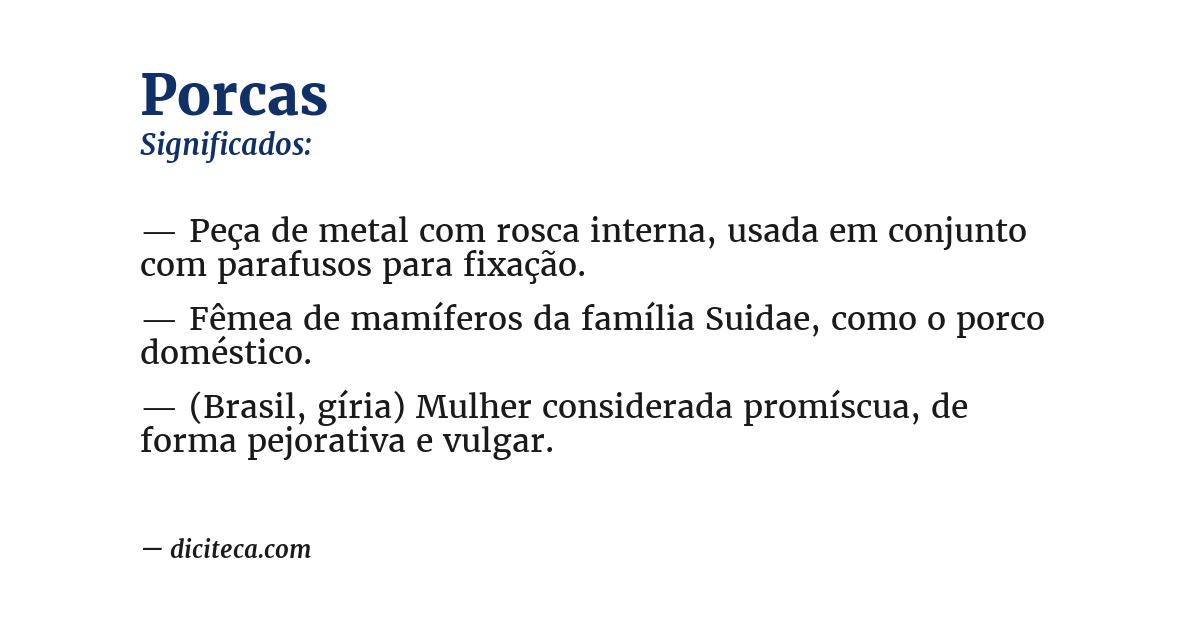 Significado de porcas