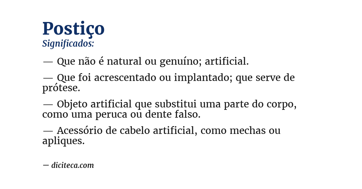 Significado de postiço