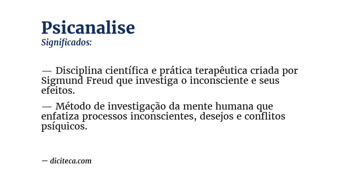 Significado de psicanalise