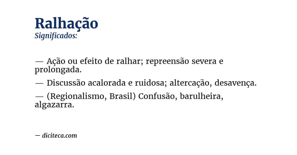 Significado de ralhação