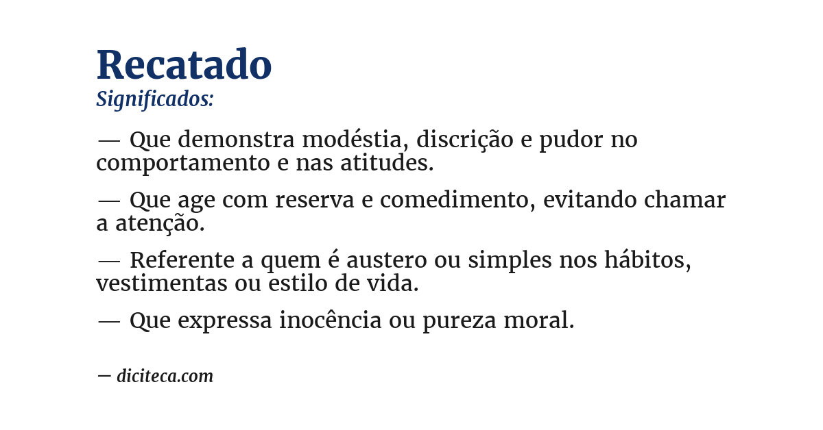 Significado de recatado