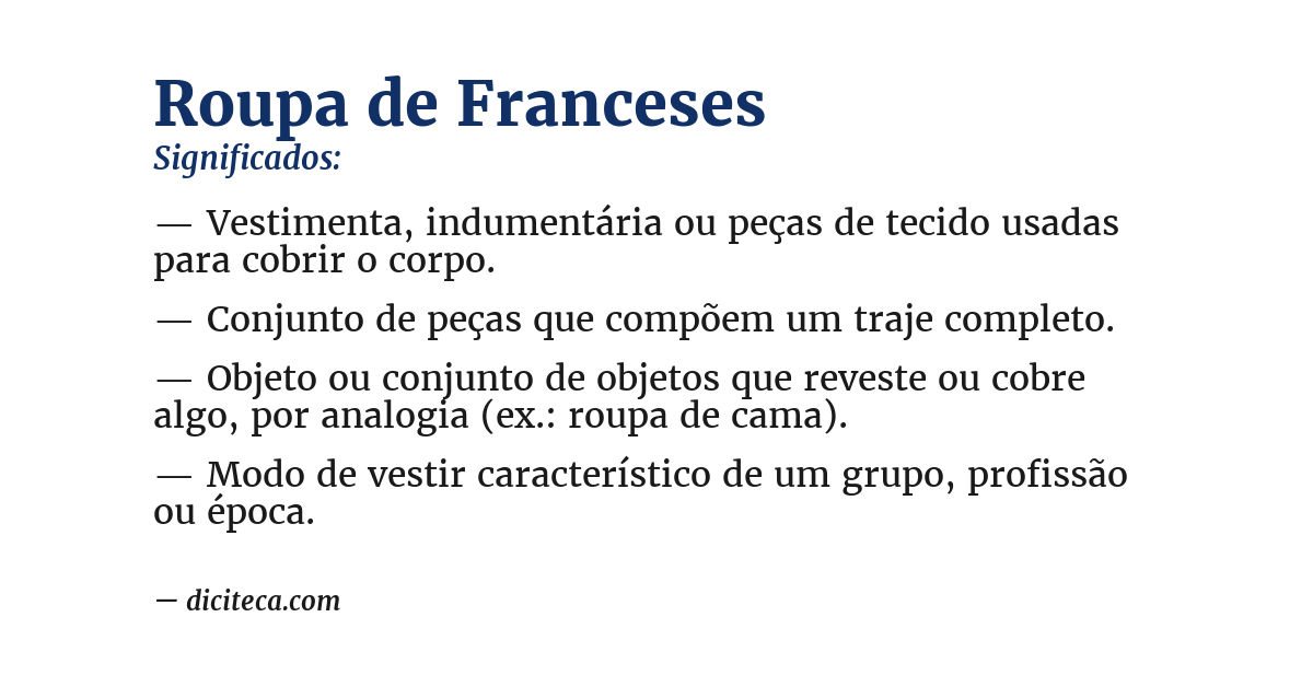 Significado de roupa de franceses