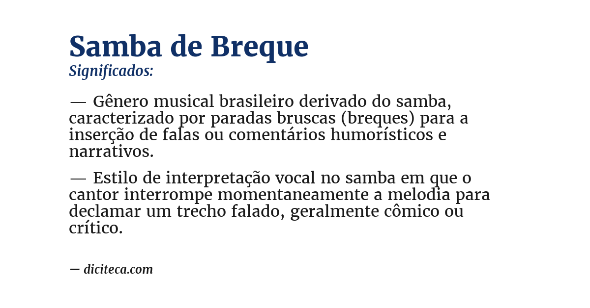 Significado de samba de breque