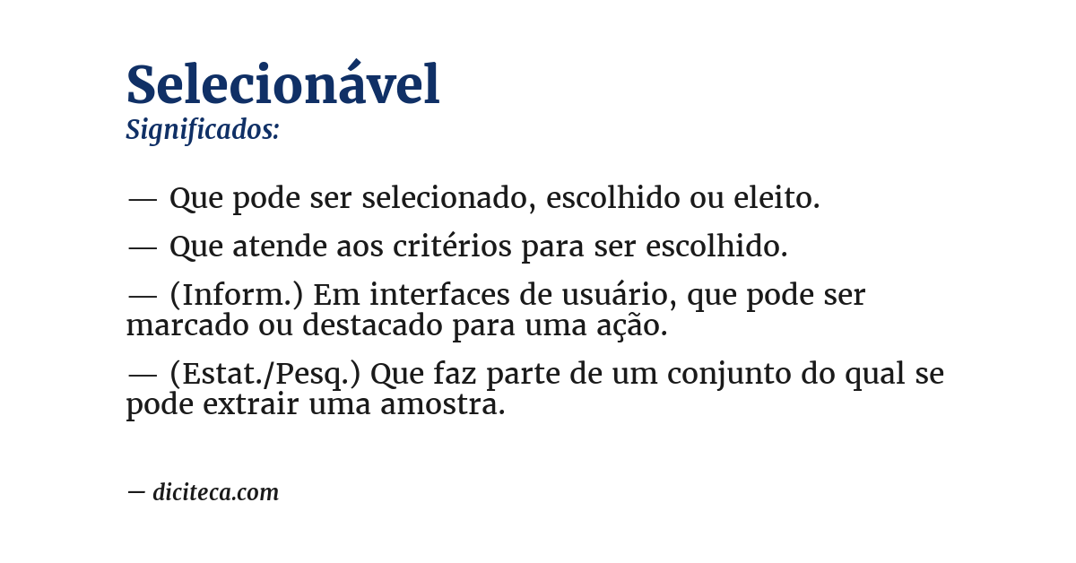 Significado de selecionável