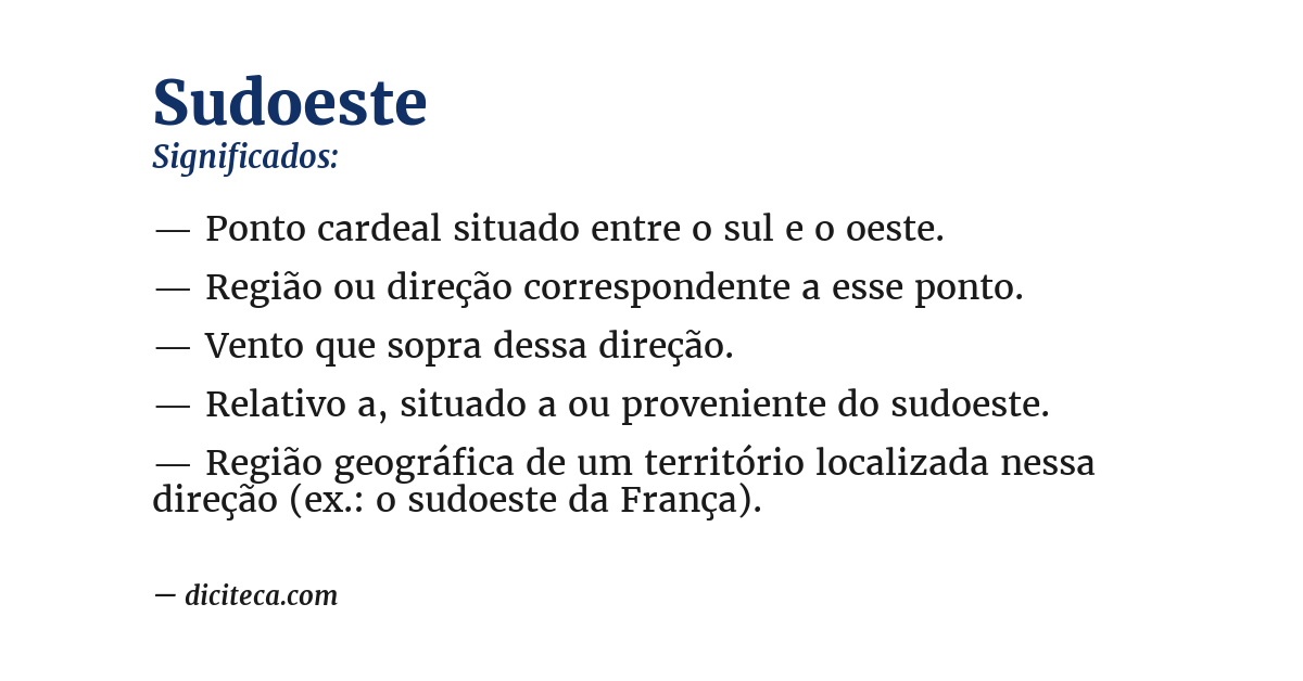 Significado de sudoeste