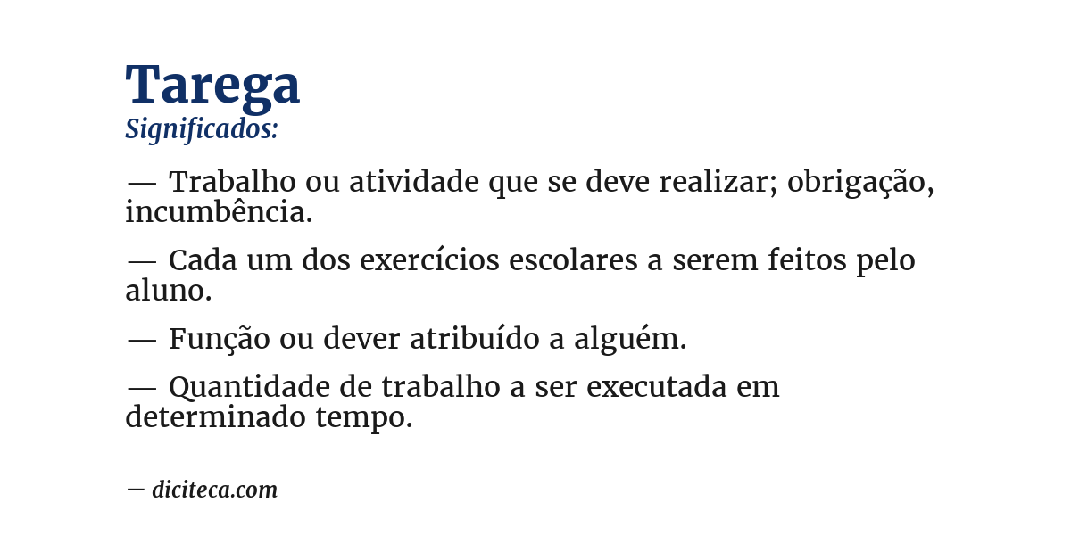 Significado de tarega