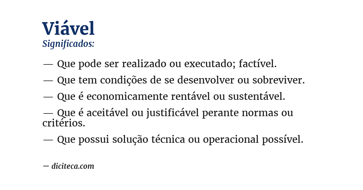 Significado de viável